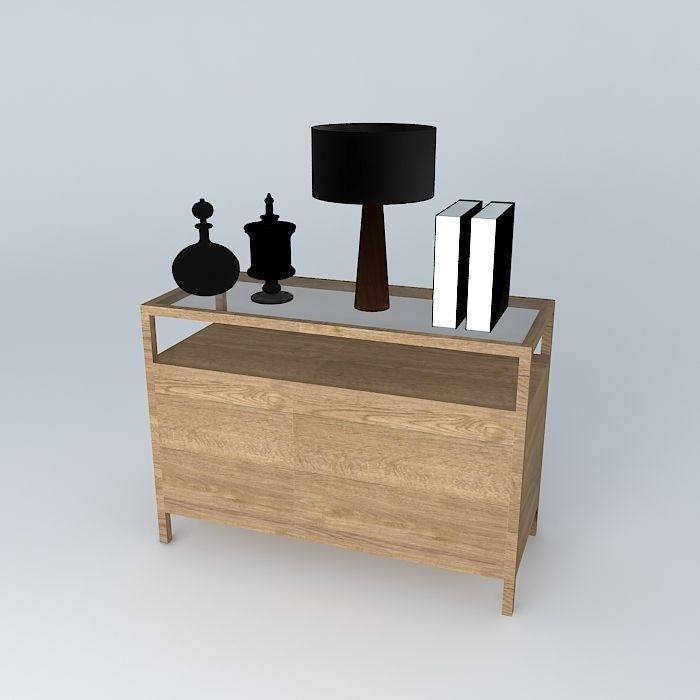 modern sideboard with accessories 3D model_1