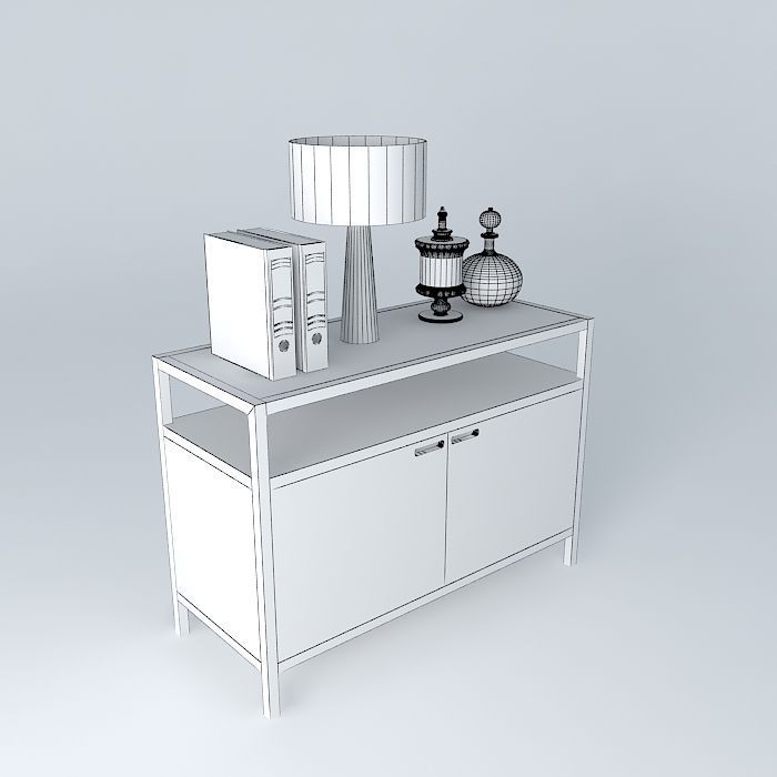 modern sideboard with accessories 3D model_3
