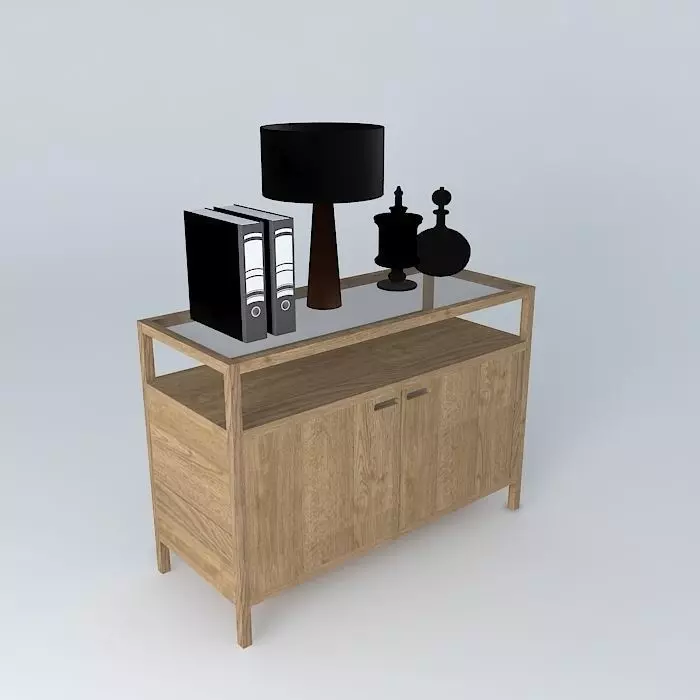 modern sideboard with accessories 3D model_0