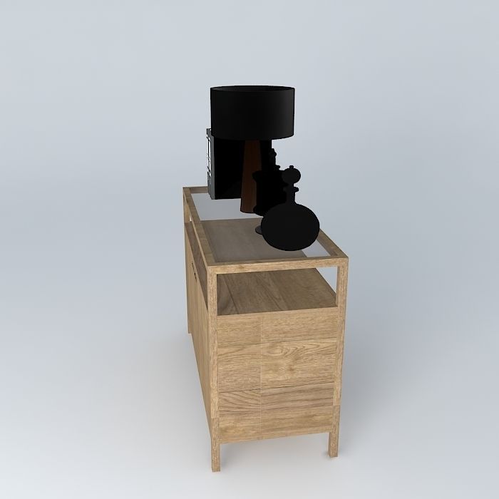 modern sideboard with accessories 3D model_2