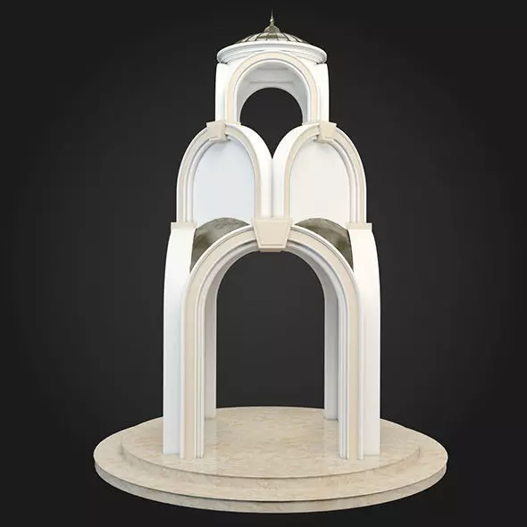 Gazebo structure with arches on top 3D model_0