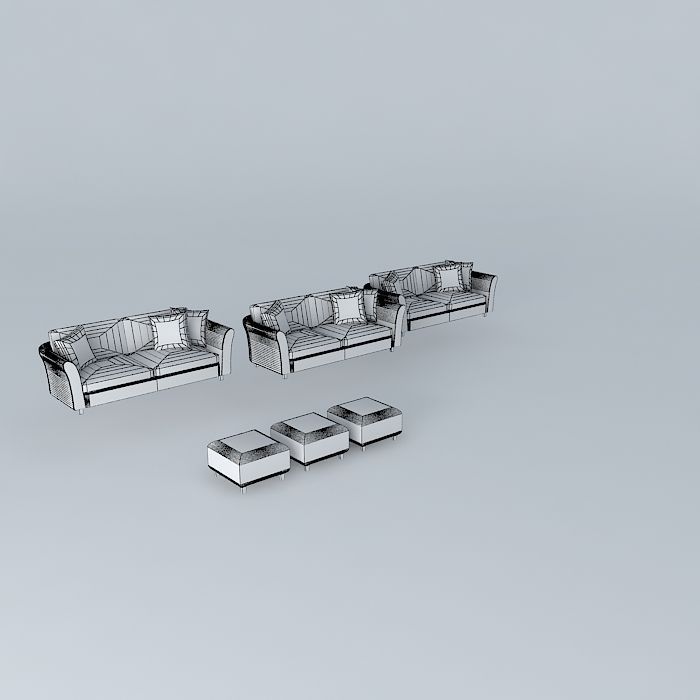 sofas and footstools 3D model_4