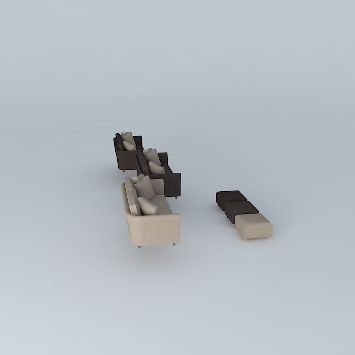 sofas and footstools 3D model_2