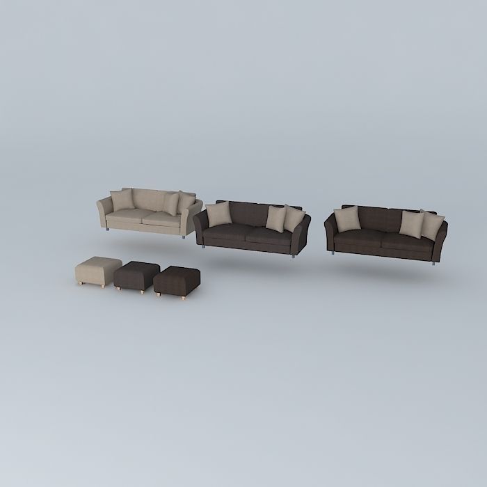 sofas and footstools 3D model_1