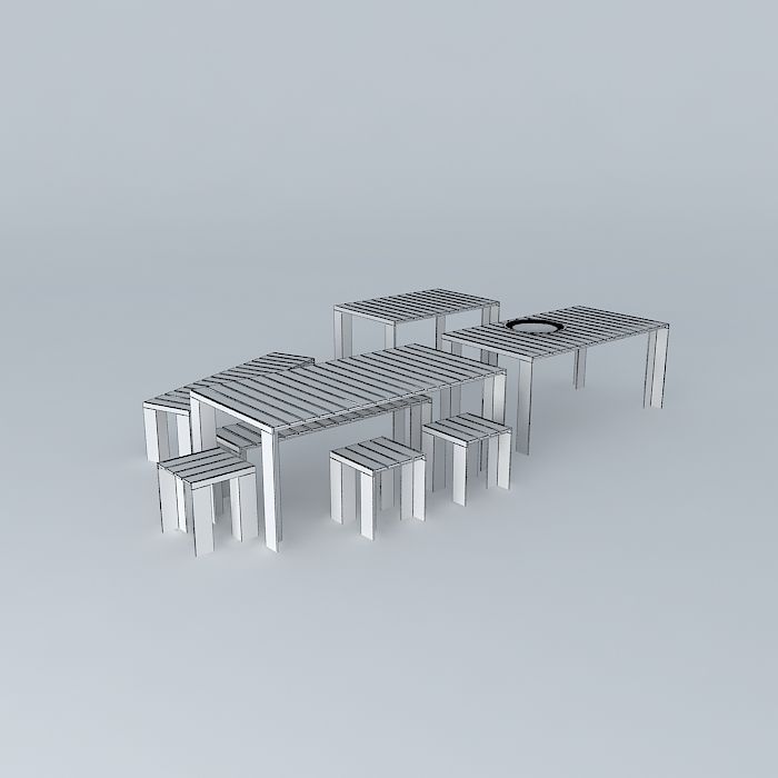 deneb teak bench stool 26 outdoor table 3D model_4
