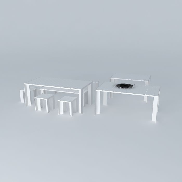 deneb teak bench stool 26 outdoor table 3D model_1