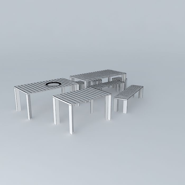 deneb teak bench stool 26 outdoor table 3D model_3
