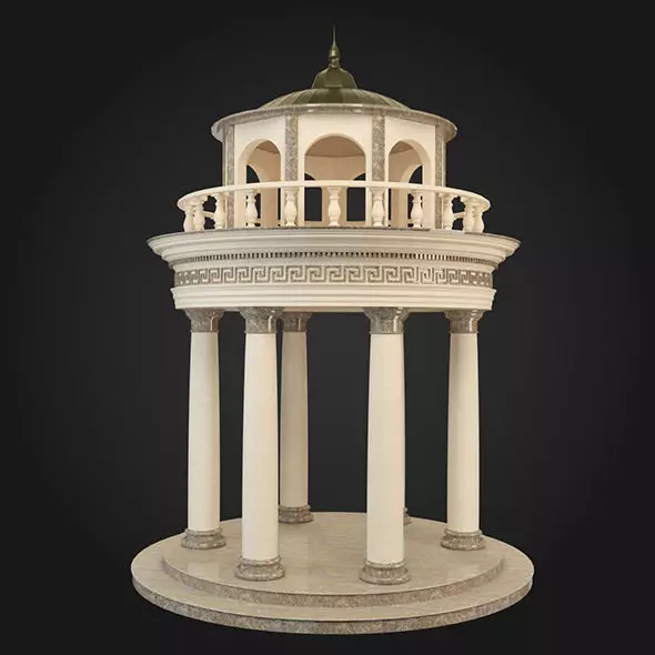 Gazebo with columns on top 3D model_0