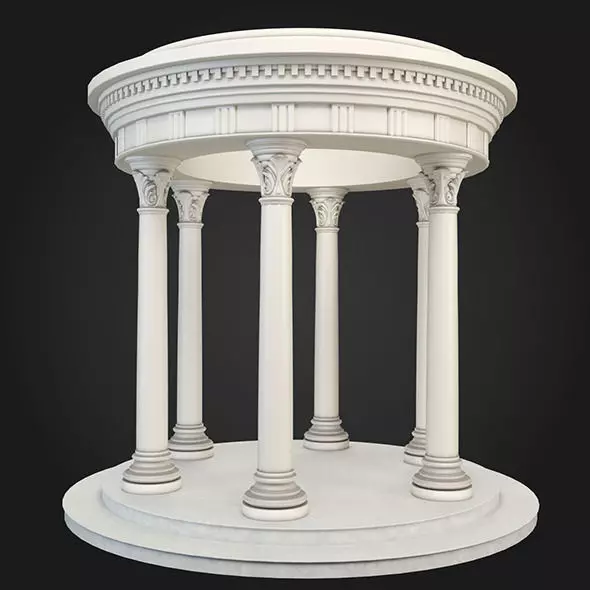 Gazebo temple with columns 3D model_0