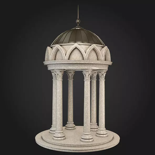 Gazebo pillared structure 3D model_0