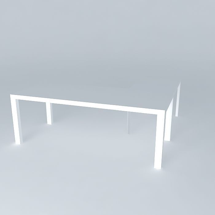 Desk with return - white lacquer 3D model_1