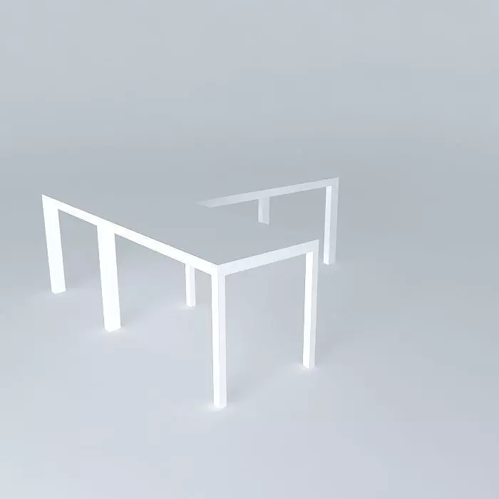 Desk with return - white lacquer 3D model_0