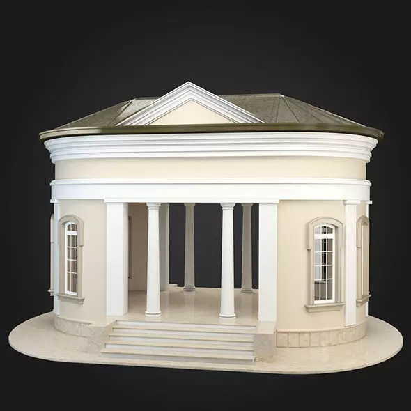Gazebo building with columns and pillars 3D model_0
