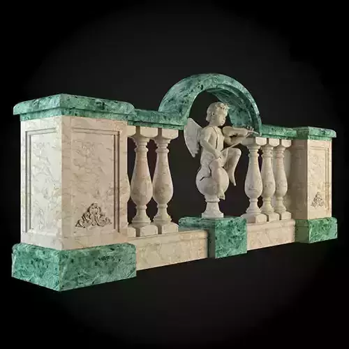 Baluster marble railing with statue