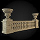 Baluster stone railing with two urns 3D model_1