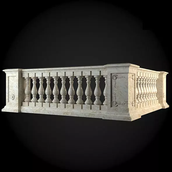 Baluster marble balustrade 3D model_0
