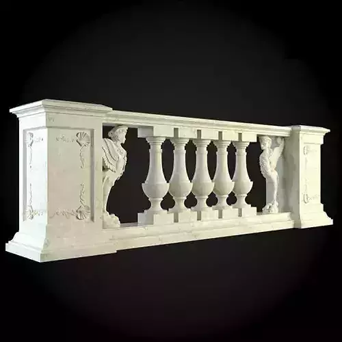 Baluster marble balustrade with statues