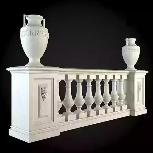 Baluster balcony with two urns