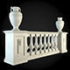 Baluster balcony with two urns 3D model_1
