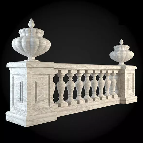 Baluster marble railing 3D model_0