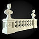Baluster marble railing with two busts 3D model_1