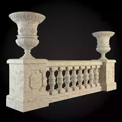 Baluster balcony with two urns