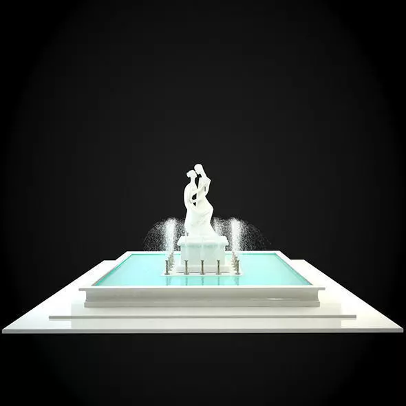 Fountain with statue of man and woman 3D model_0