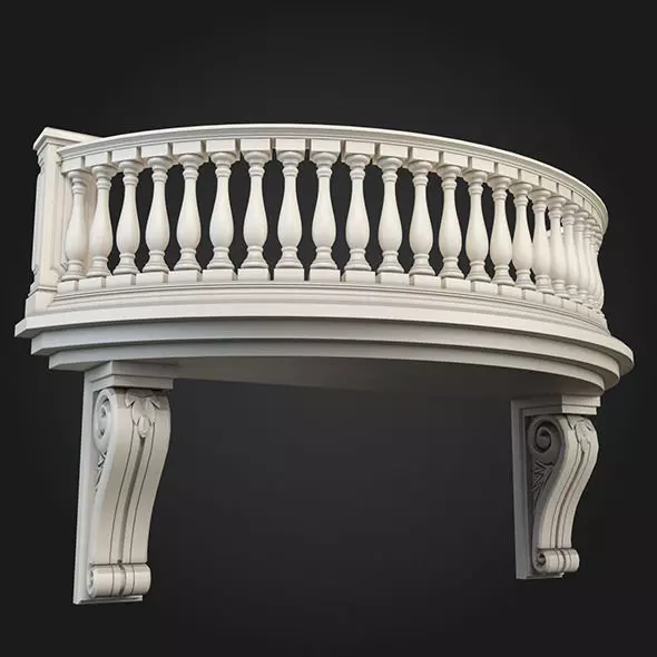 Balcony ornate 3D model_0