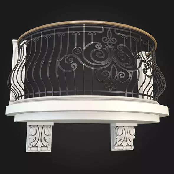Balcony wrought iron railing 3D model_0