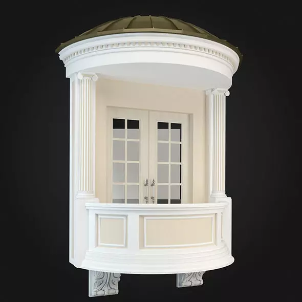 Balcony window with frame 3D model_0