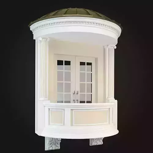 Balcony window with frame 3D model