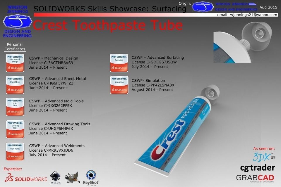 SW Skills - Crest Toothpaste Tube Free 3D model_1
