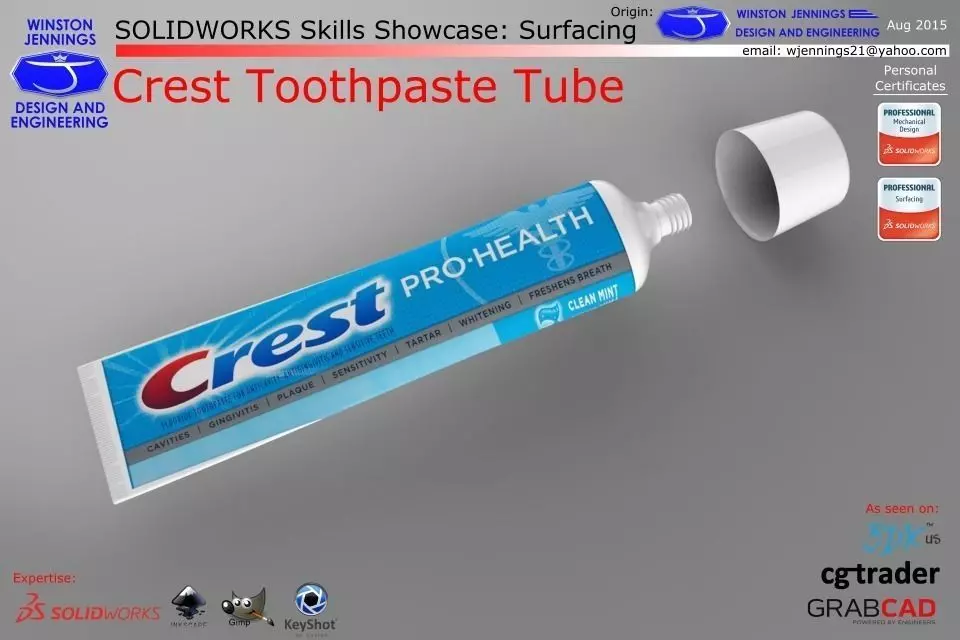 SW Skills - Crest Toothpaste Tube Free 3D model