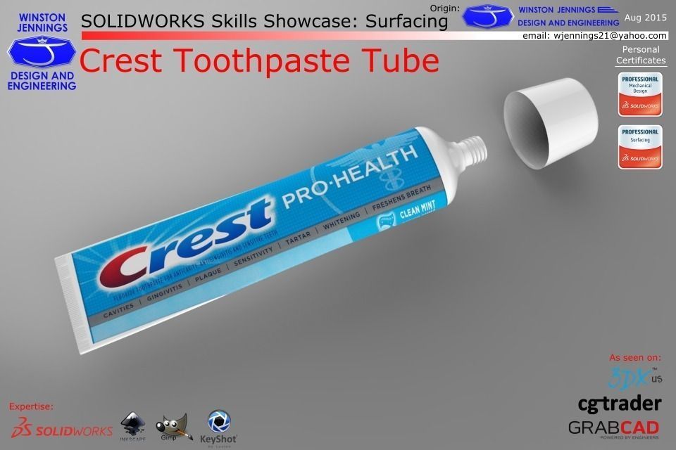 SW Skills - Crest Toothpaste Tube Free 3D model_0
