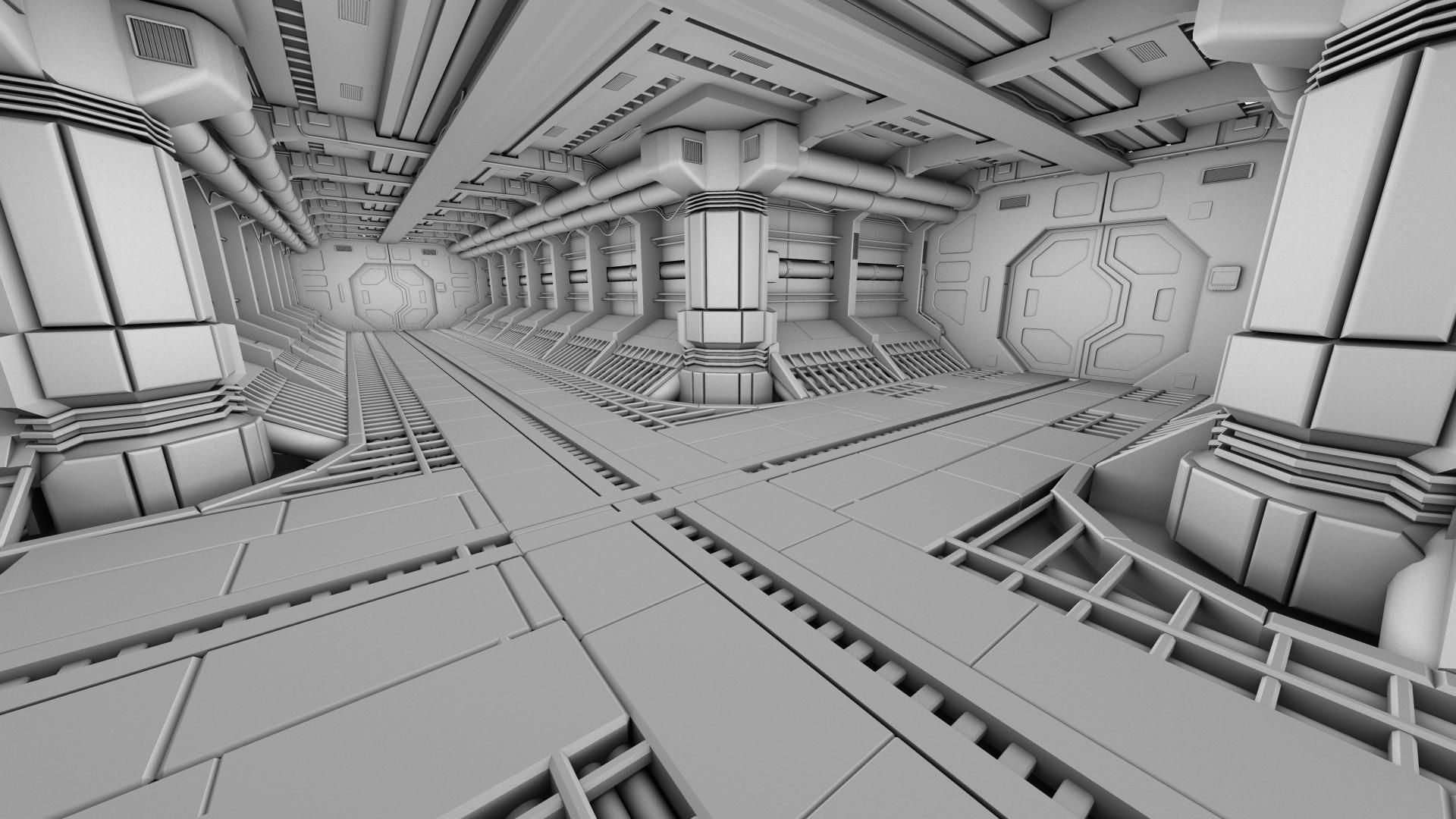 Spacecraft Corridor 3D model_4