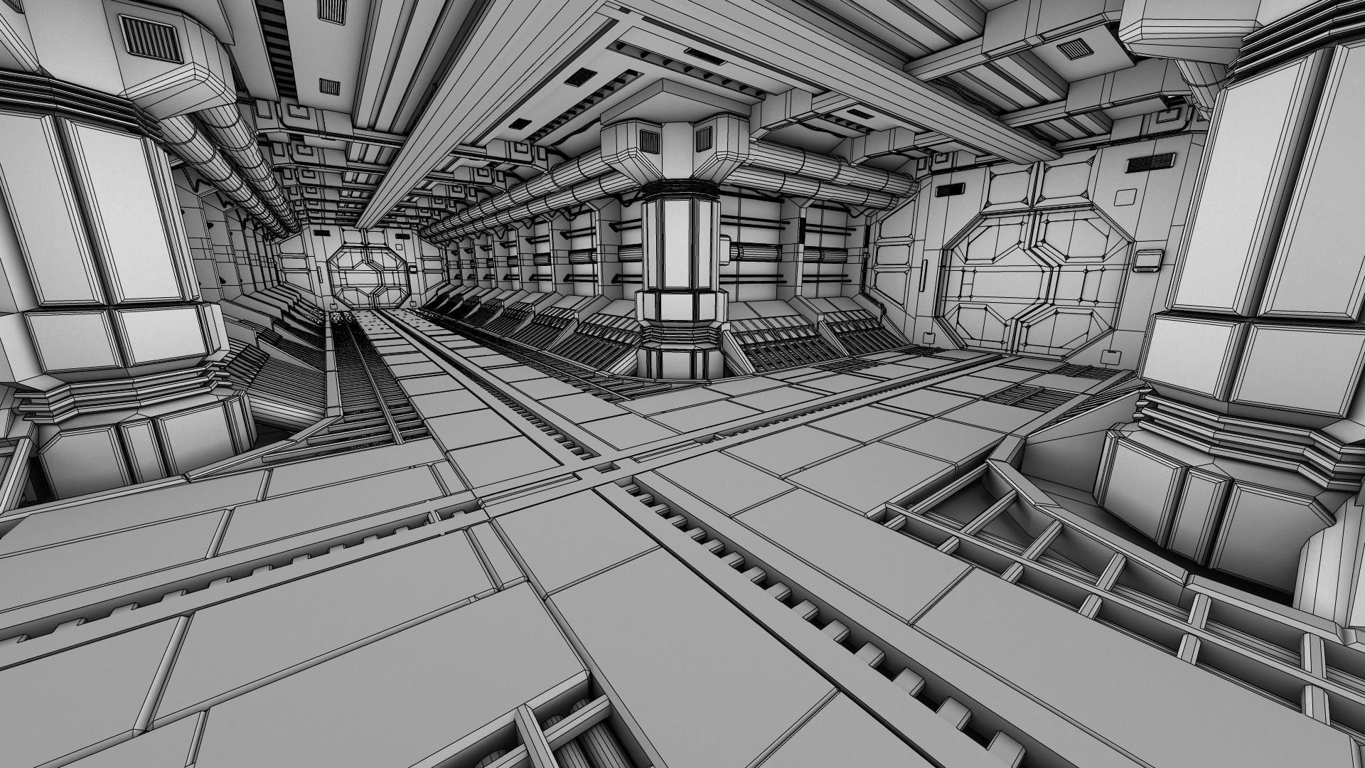 Spacecraft Corridor 3D model_5