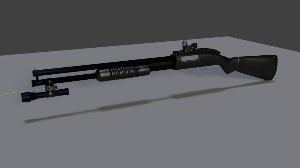 shotgun rifle with scope 3D model_0