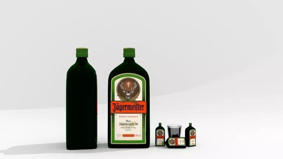 Jagermeister High-poly Bottle Free 3D model