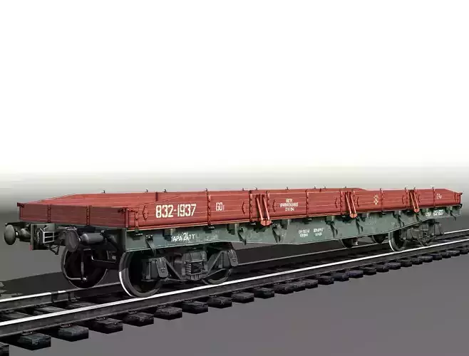4-axle platform Low-poly 3D model