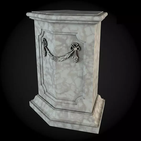 Pedestals gravestone with chain 3D model