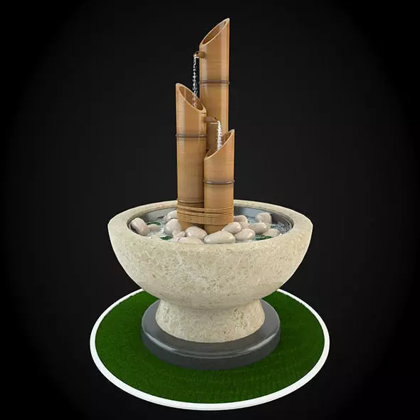 Fountain bamboo water 3D model_0