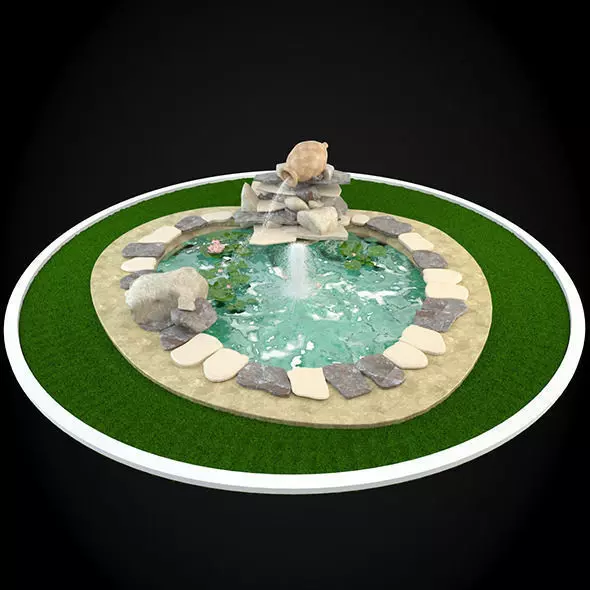 Fountain garden pond 3D model_0