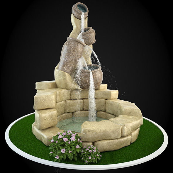 Fountain with woman 3D model_1