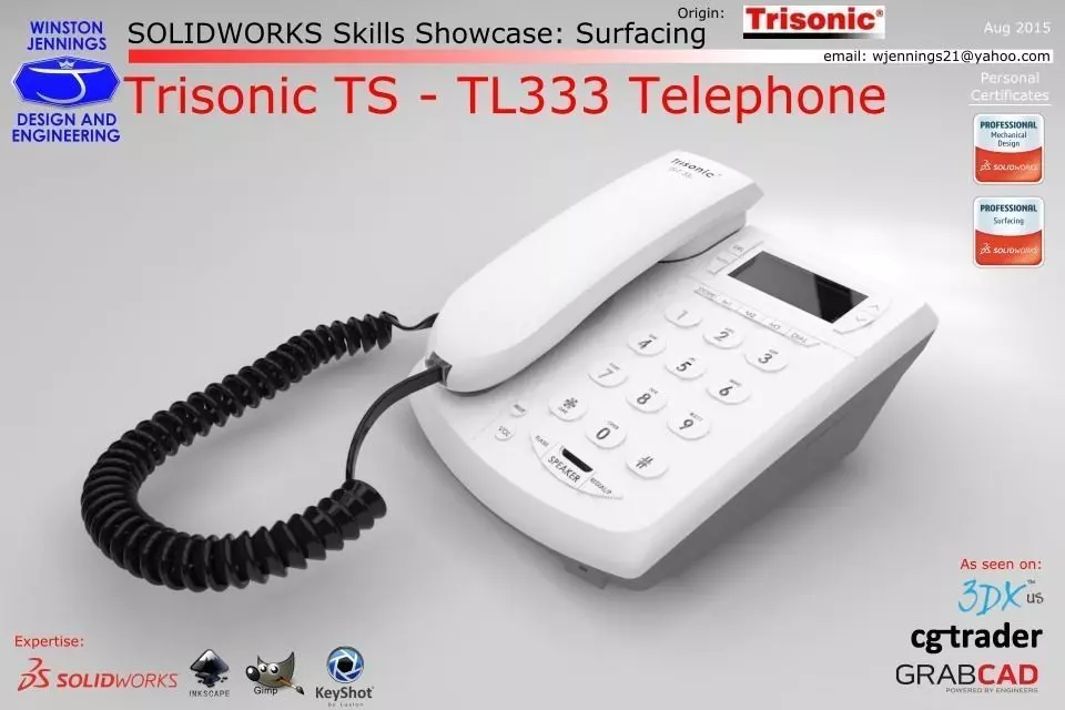 SW Skills - Trisonic TS-TL333 Telephone Free 3D model