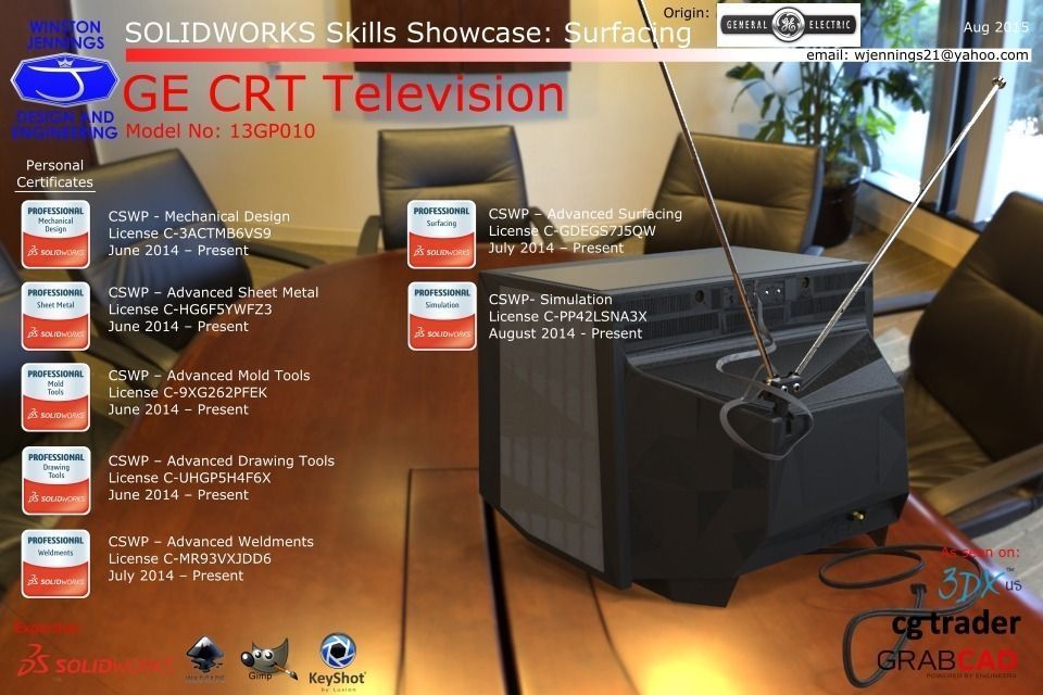 SW Skills GE CRT Television free 3D model CGTrader