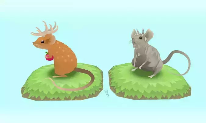 Antlermice Set 1 mouse and deer 3D print model