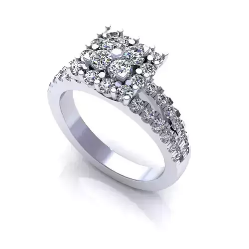 Diamond Ring 2 Row Engagement Ring