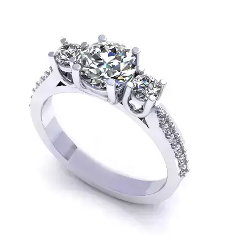 Three Round Side Stone Diamond Ring