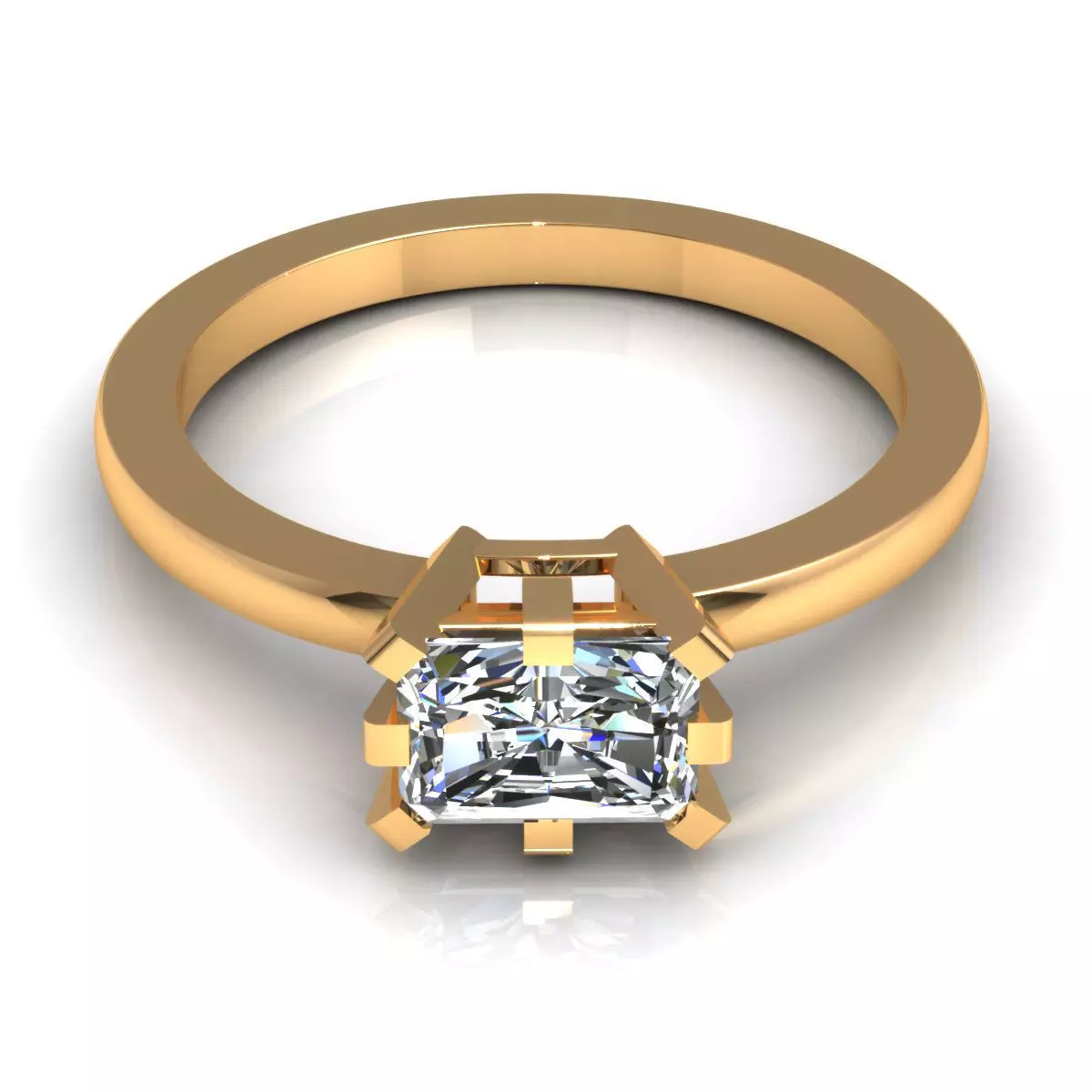 Emerald Diamond Ring 3D print model_4