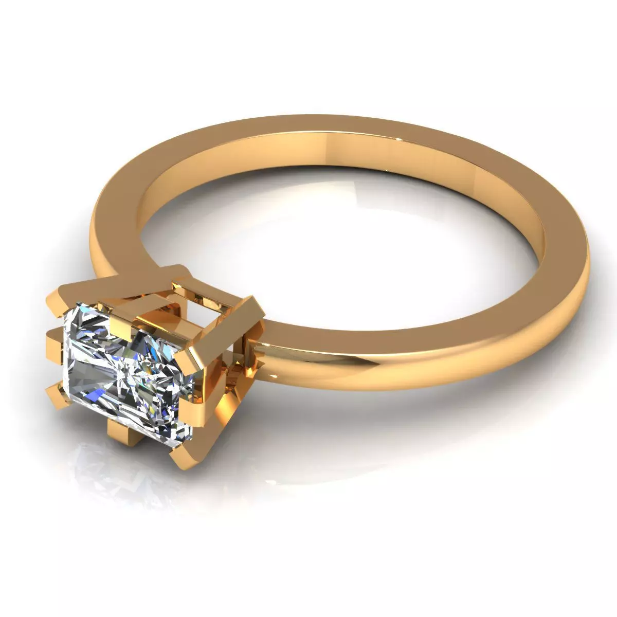 Emerald Diamond Ring 3D print model_3